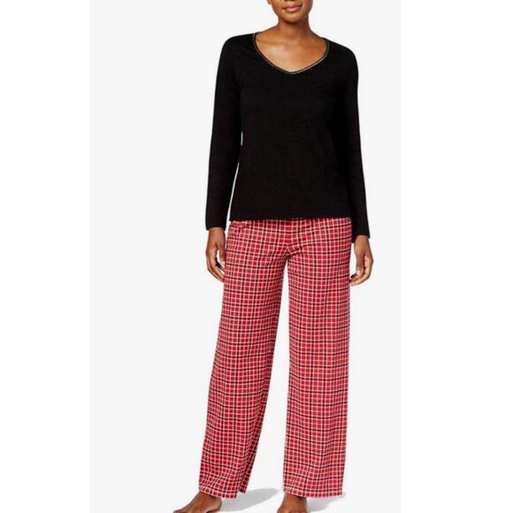 Charter Club Graphic Top & Printed Pants Pajama Set Size Large - Picture 1 of 1